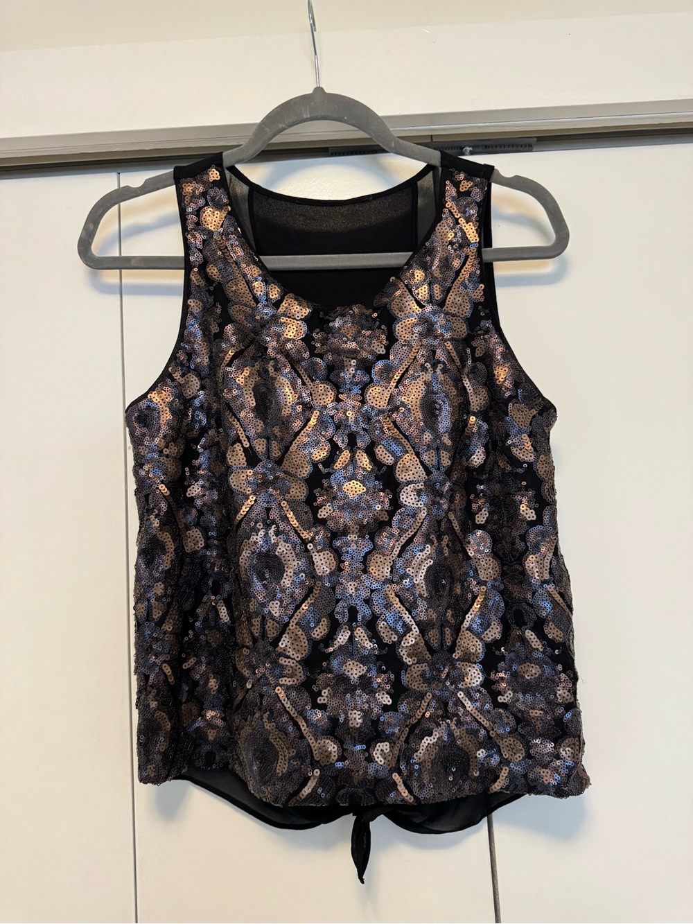 Forever 21 Sequin Tank Top Black Gold Silver Tank Size Small
